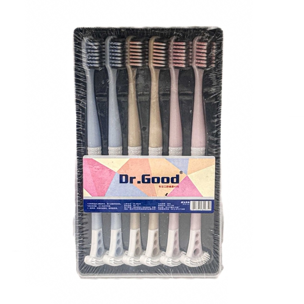 NEW - Dr.Good 6-Pack Family Set Ultra Soft Spiral Bristle Toothbrushes